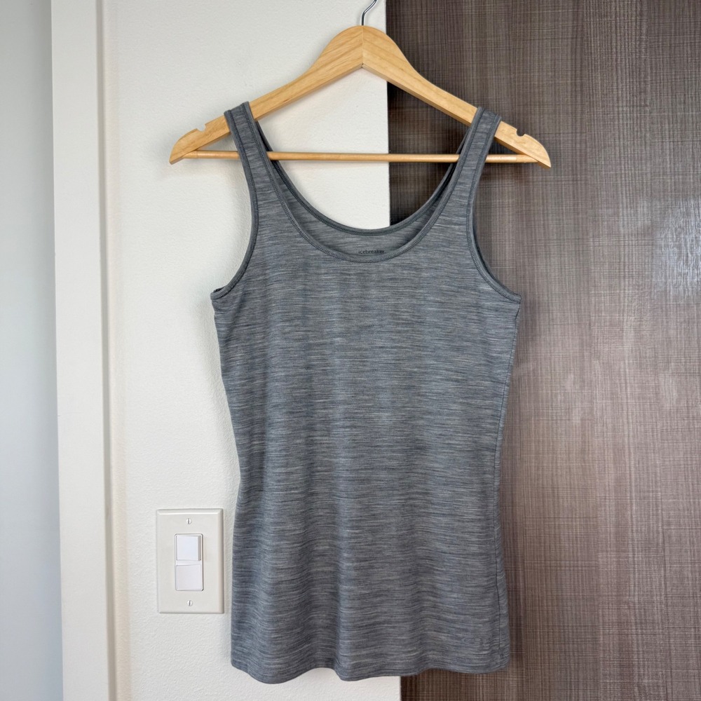 Icebreaker Grey Merino 150 Siren Tank Top Gritstone Heather Wool Size Medium - Picture 3 of 10
